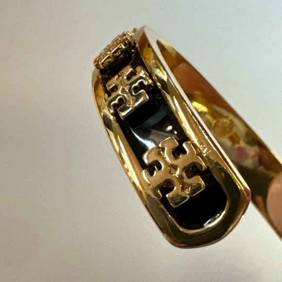 Tory Burch NWT Kira Black Enamel & Gold-Toned Cuff Bracelet - Picture 12 of 12